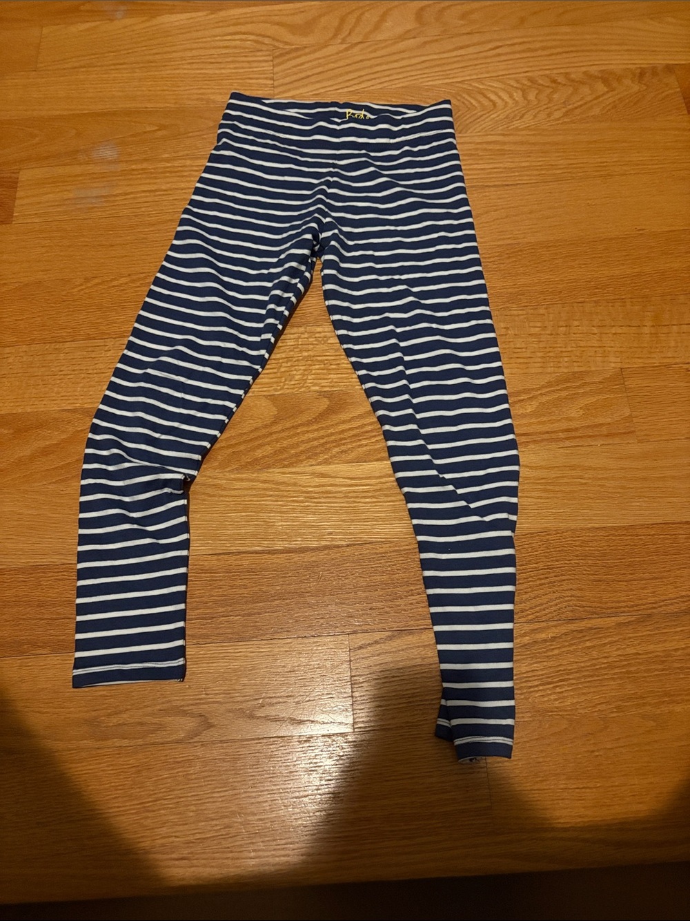 Boden Navy and White Striped Kids Leggings